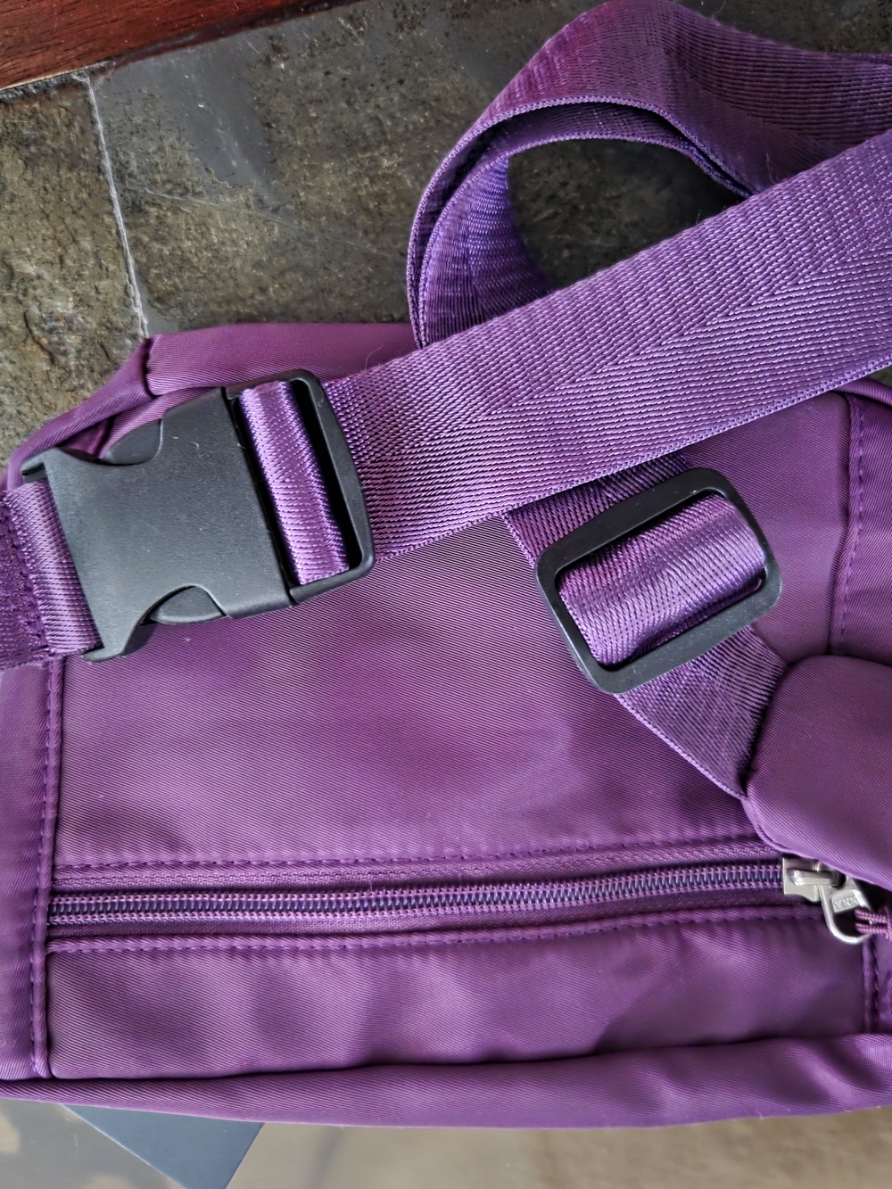 Foldie Purple Crossbody Bag with Dual Zip Pockets - Picture 3 of 3